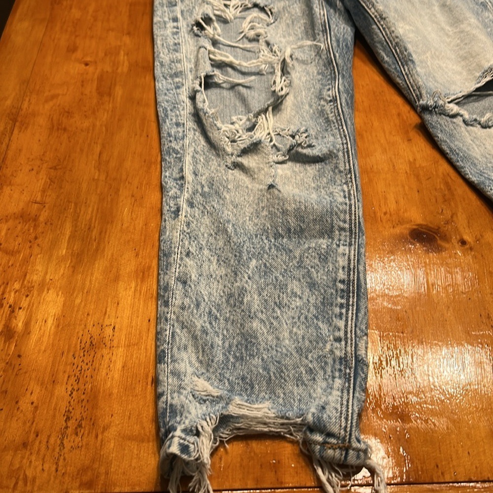 American Eagle Y2K Grunge Acid Wash Distressed Mom Jeans X-Short High Rise Denim - Picture 10 of 11